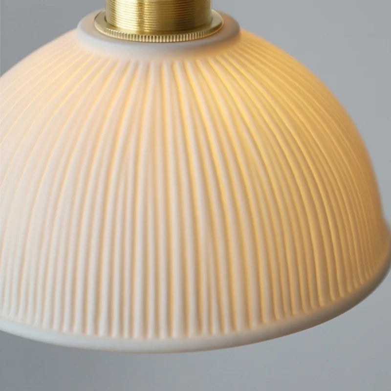 Afralia™ LED Pendant Light Ash Wood White Ceramic Japanese Style Hanging Lamp