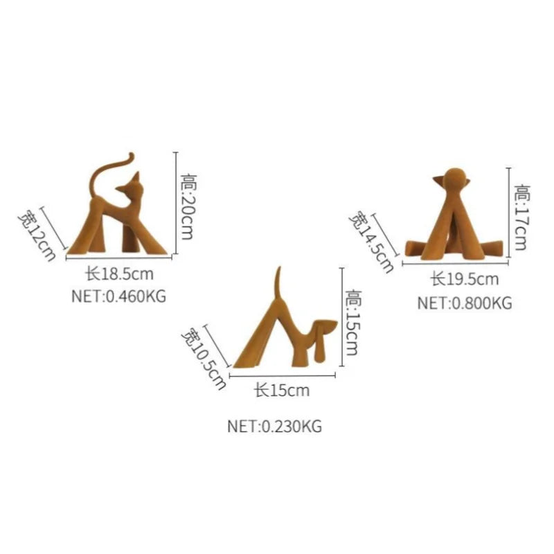 Afralia™ Flocked Cartoon Cat Sculpture Resin Handicrafts Home Decor Figurine