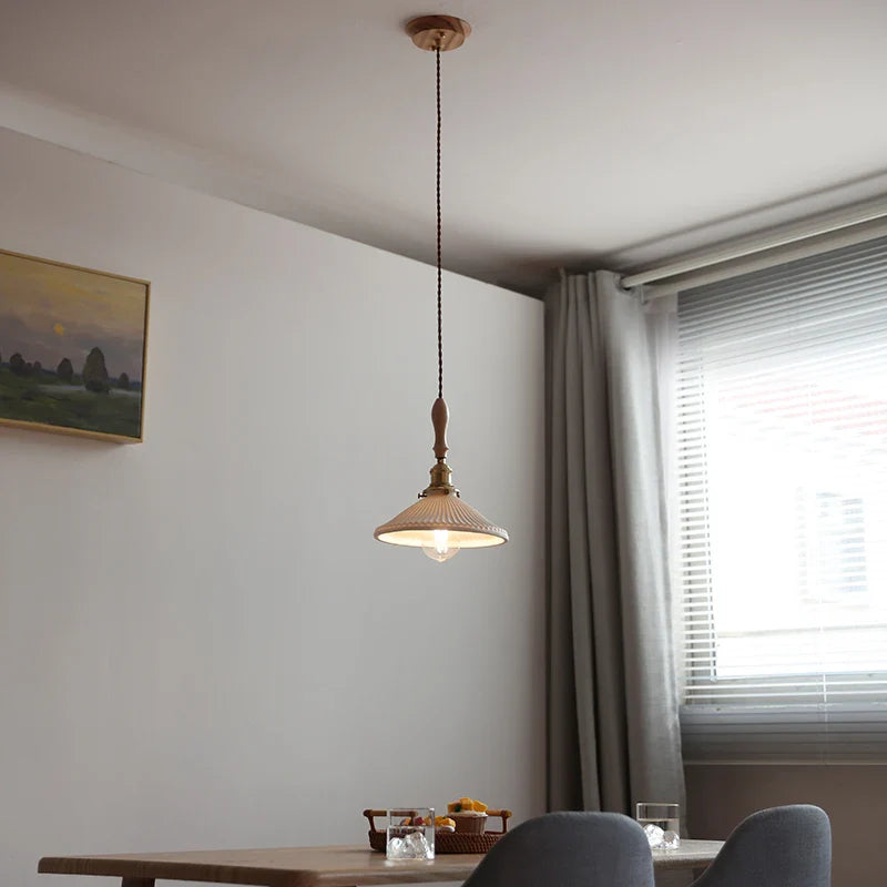 Afralia™ Ceramic LED Pendant Lights with Ash Wood Nordic Design