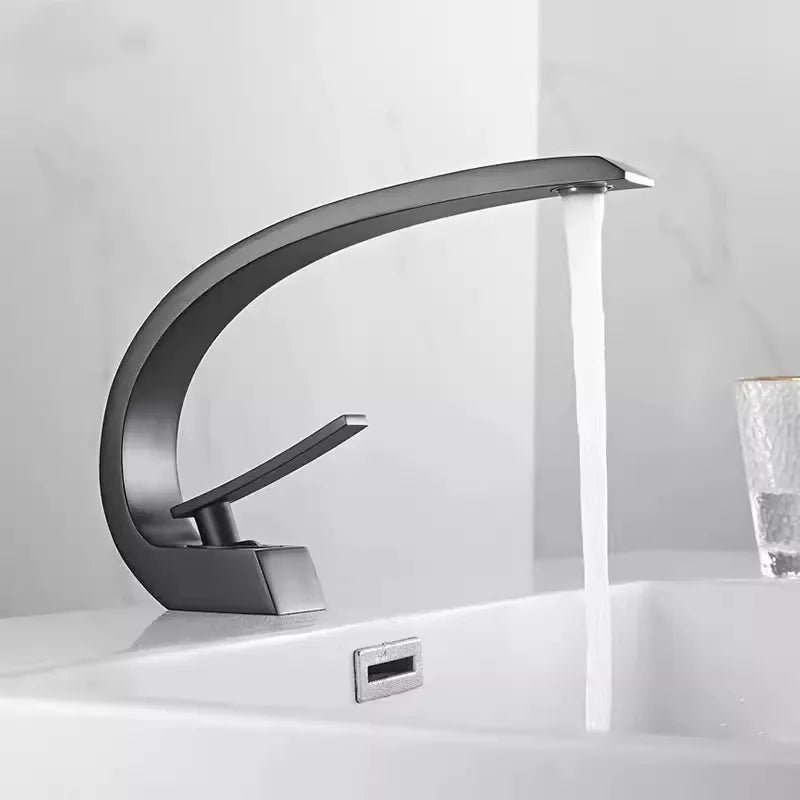 Afralia™ Black & Gold Modern Basin Faucet with Single Handle for Bathroom