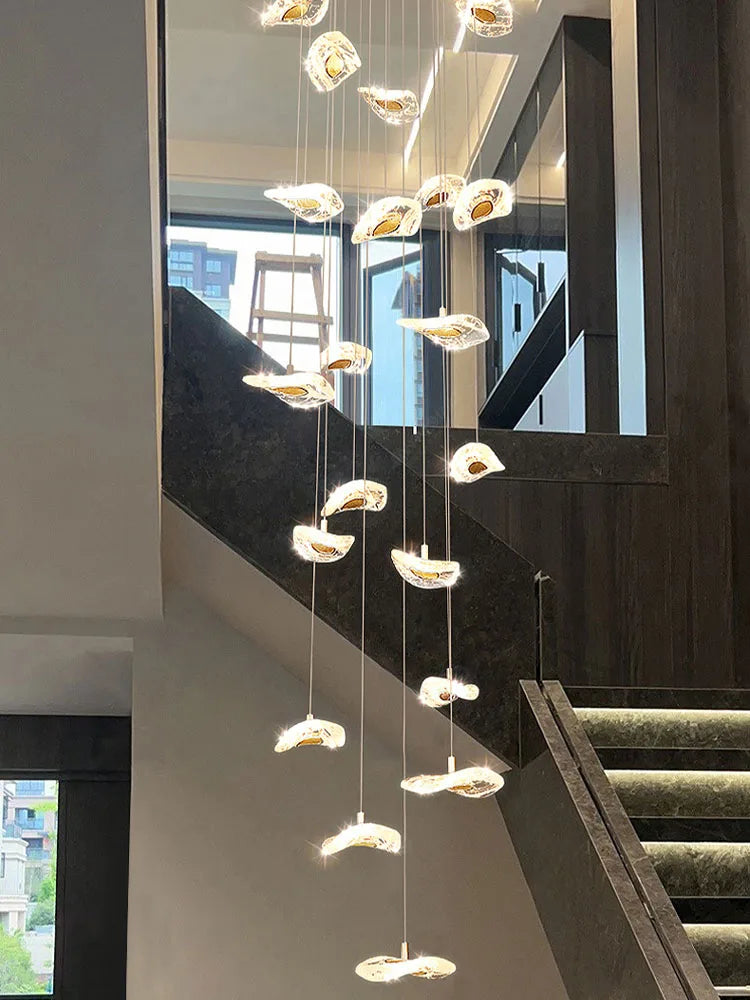 Afralia™ Crystal Glass Staircase Chandelier: Modern Nordic Luxury Living Room Lighting