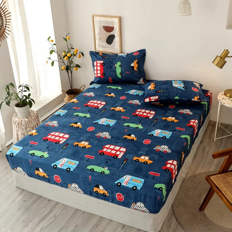 Afralia™ Night Sky Moon Fitted Sheet Set - 3Pcs, All Season Bedspread