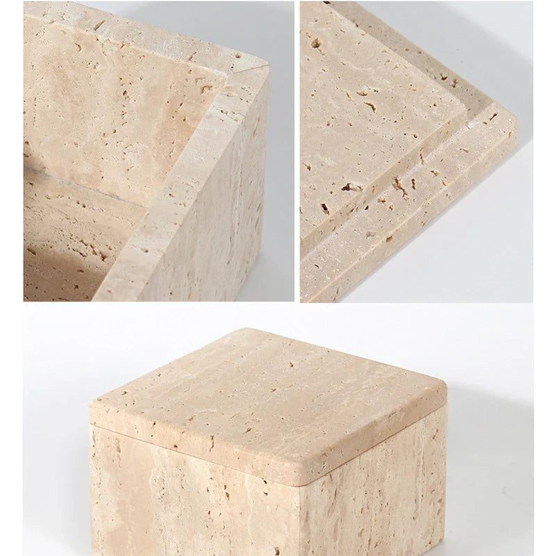 Afralia™ Marble Vanity Organizer Box for Jewelry and Cotton Swabs