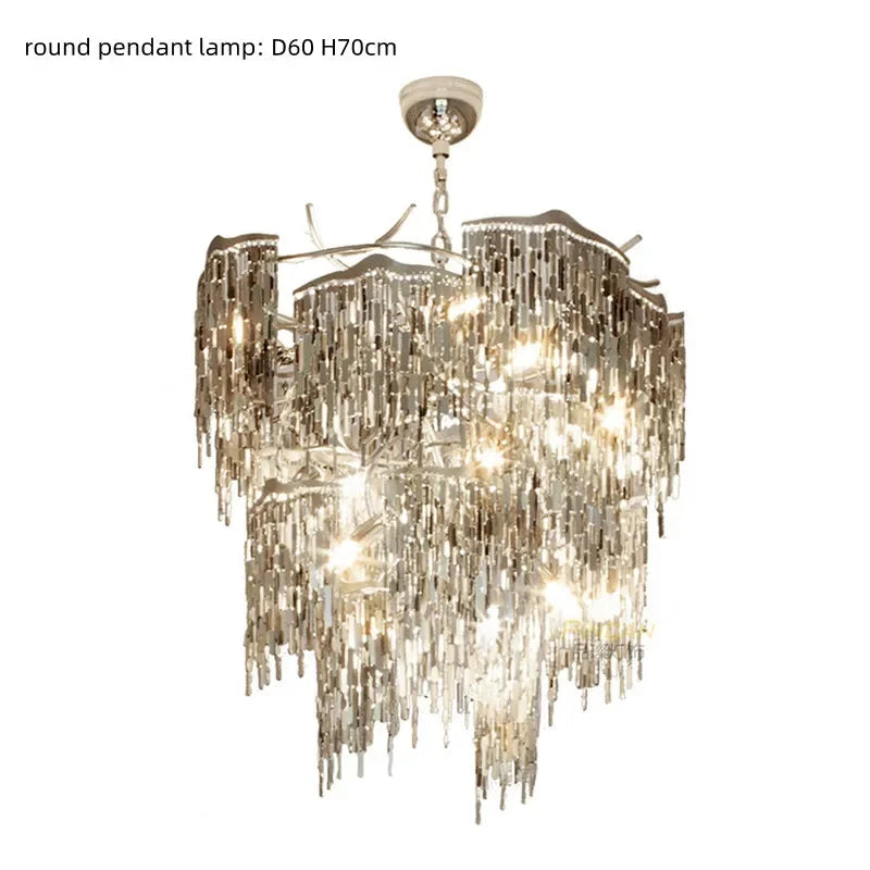 Afralia™ Modern Steel LED Chandelier: Elegant Living Room Lighting Fixture