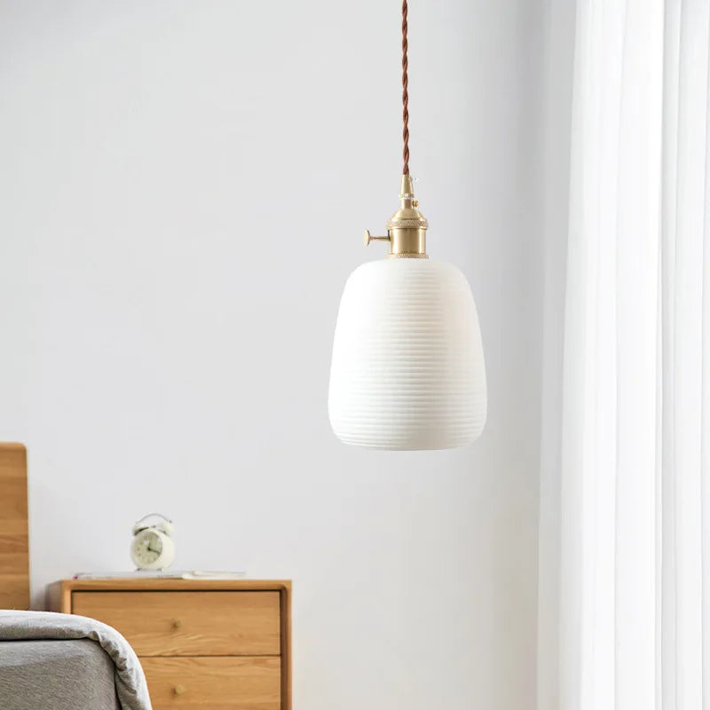 Afralia™ Ceramic LED Hanging Lamp Japenese Style Pendant Lighting for Home Deco