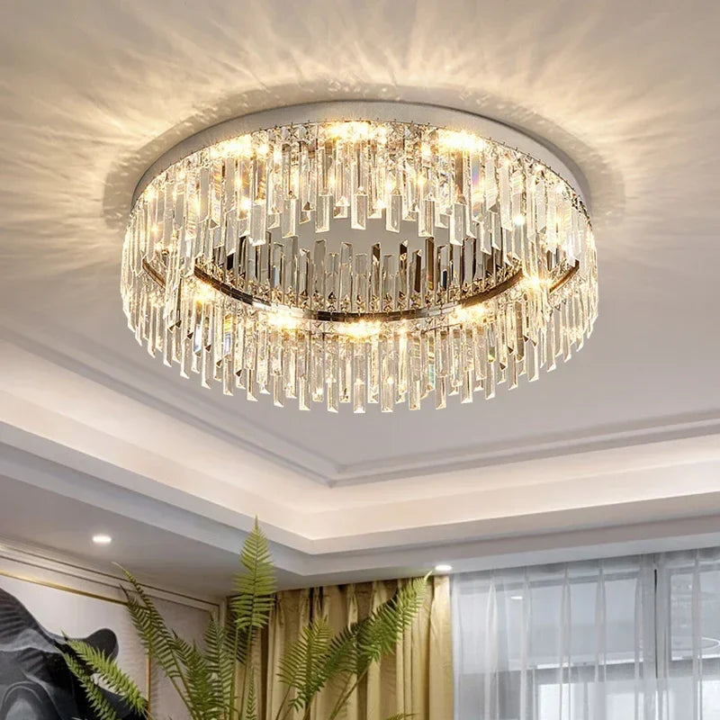 Afralia™ Chrome Crystal Ceiling Lights: Modern Luxury for Living & Dining Room