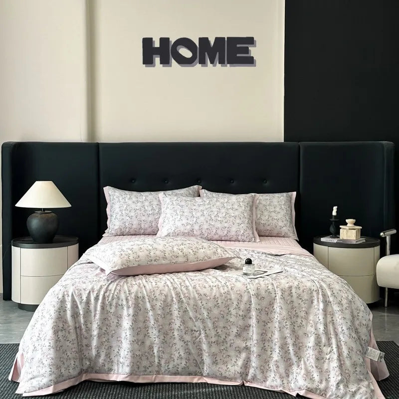 Afralia™ Cool Silk Summer Quilt Set with Sheets & Pillowcases