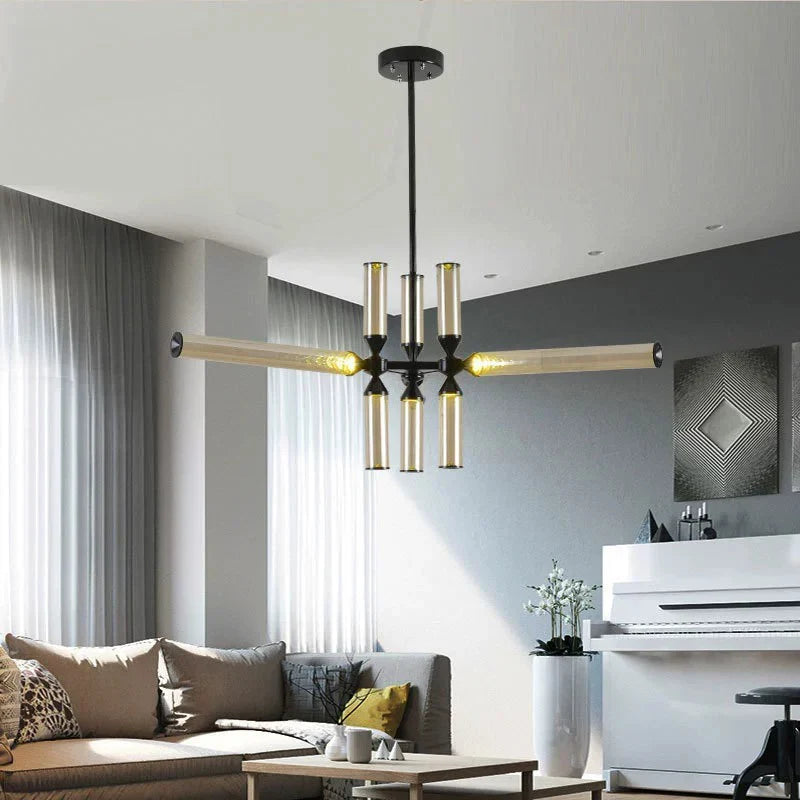 Afralia™ Glass Tube Chandelier: Modern LED Pendant Lamp for Living Room, Bedroom, Cafe, and Dining Room.