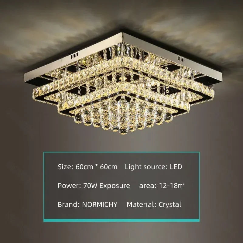 Afralia™ Crystal LED Chandelier Silver Chrome Remote Control Light