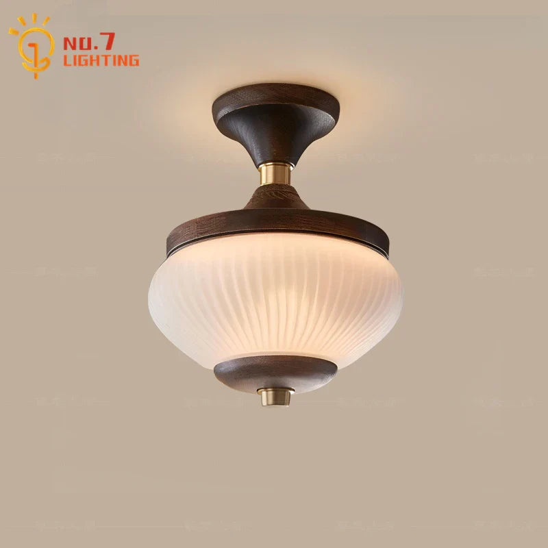 Afralia™ Medieval Pine Cone Iron Art Glass Ceiling Lights Retro LED Indoor Lighting