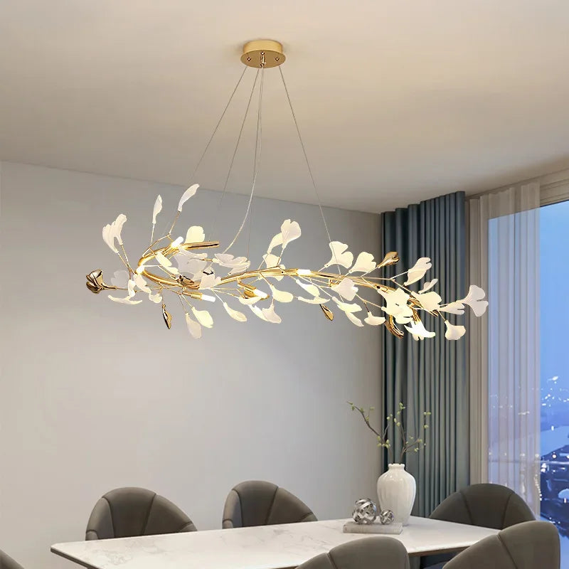 Afralia™ Ginkgo Branch Ceramic Chandelier for Luxe Dining & Study Room