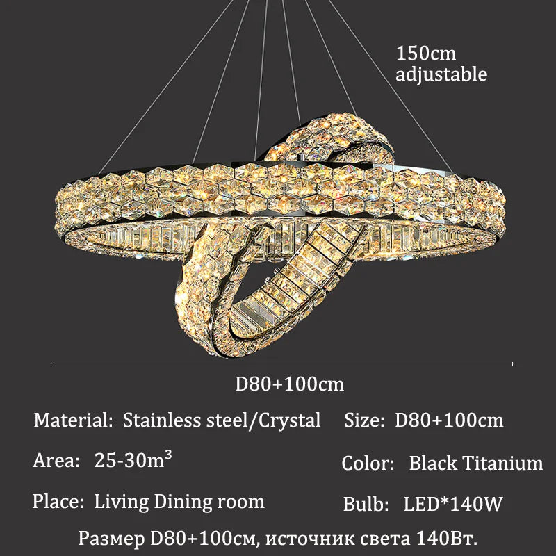 Afralia™ Crystal Ceiling Chandelier for Modern Living & Dining Rooms