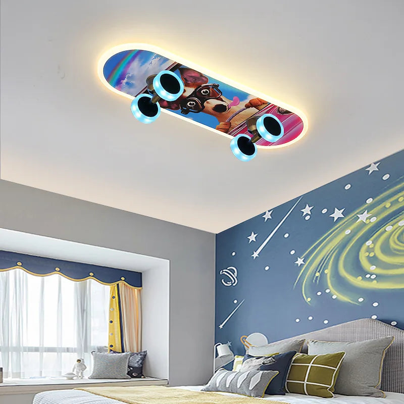 Afralia™ Kids Skateboard LED Ceiling Light for Modern Children's Rooms