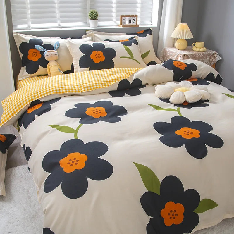 Afralia™ Geometric Pattern Bedding Set: Quilt Cover, Duvet Cover, Sheet, Pillows