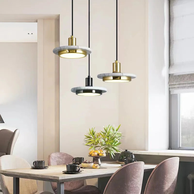 Afralia™ Gold Copper Saucer Marble Chandelier Luxury Home Decor Bedside Cafe Table