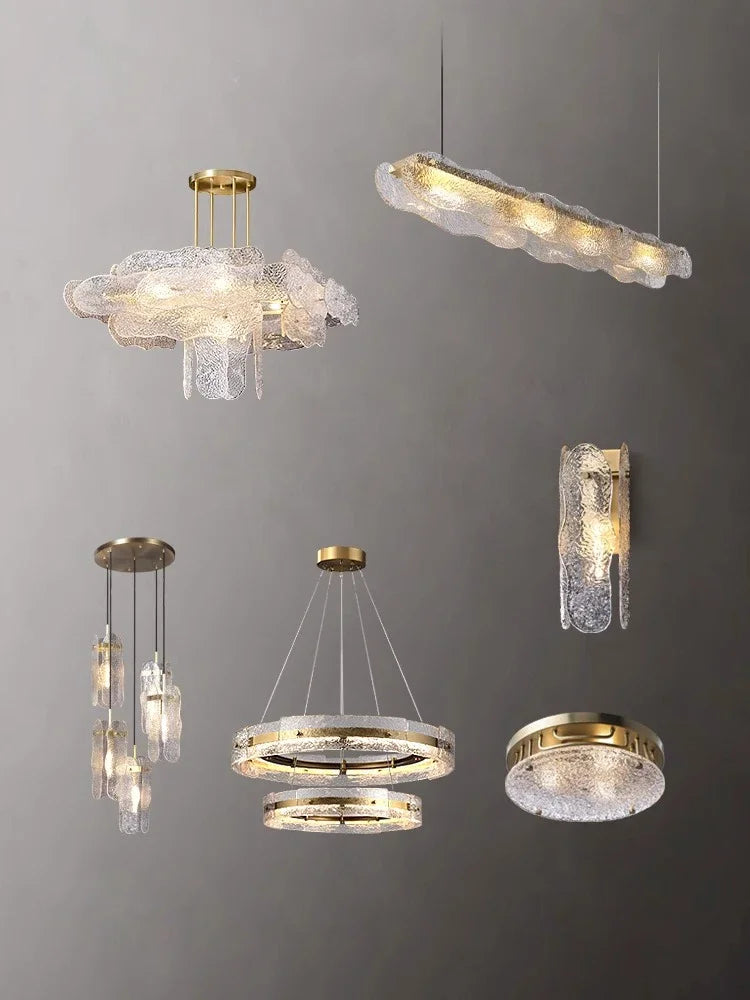 Afralia™ Water Ripple Glass Chandelier: Modern Luxury Living Room Ceiling Lamp for Elegant Home Decor