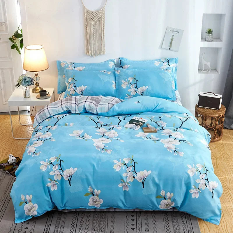 Afralia™ Cartoon Print Bedding Set - Queen/King Size Duvet Cover, Sheets, Pillowcases