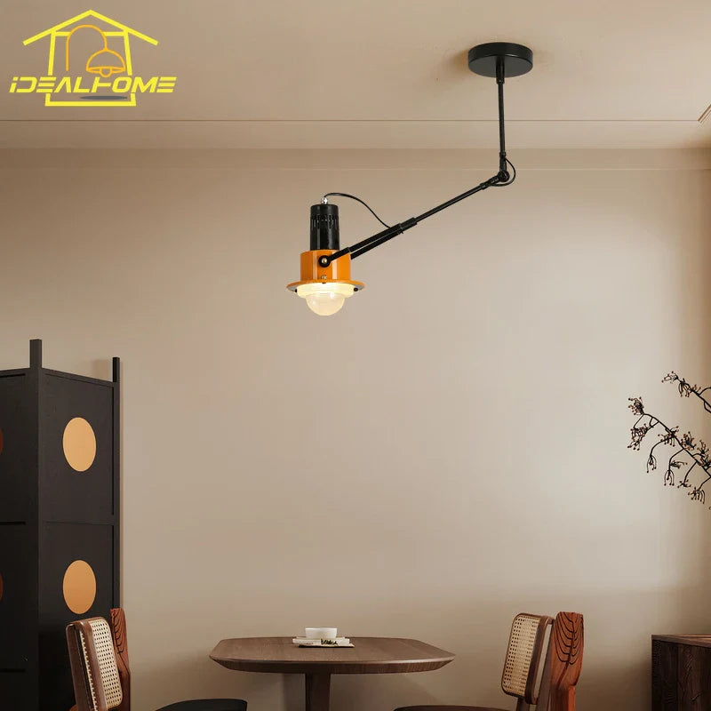 Afralia™ Industrial Swing Arm LED Wall Lamp for Bedroom Living Room - Iron Art