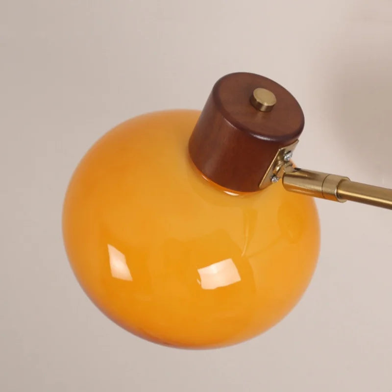 Afralia™ Modern Glass Swimg Arm LED Wall Lights for Study Bar Hotel Rotate Wood Bedside Lamp