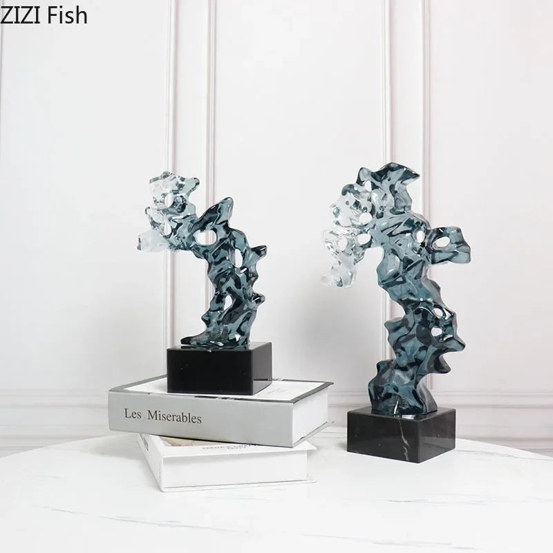 Afralia™ Taihu Stone Rockery Resin Sculpture Desk Ornaments - Modern Home Decor