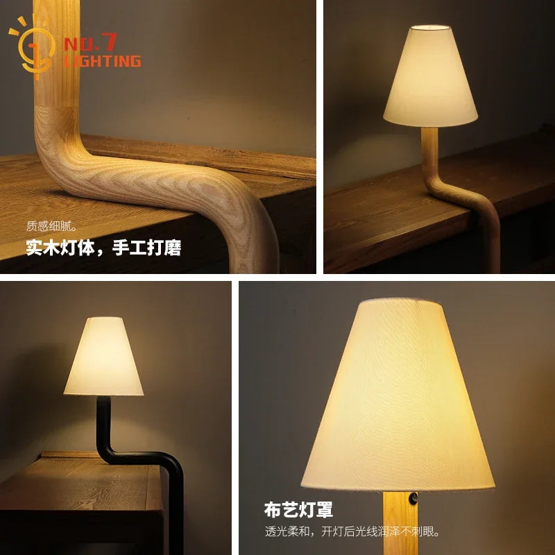 Afralia™ Elegant Solid Wood LED Table Lamp for Study and Bedside Lighting