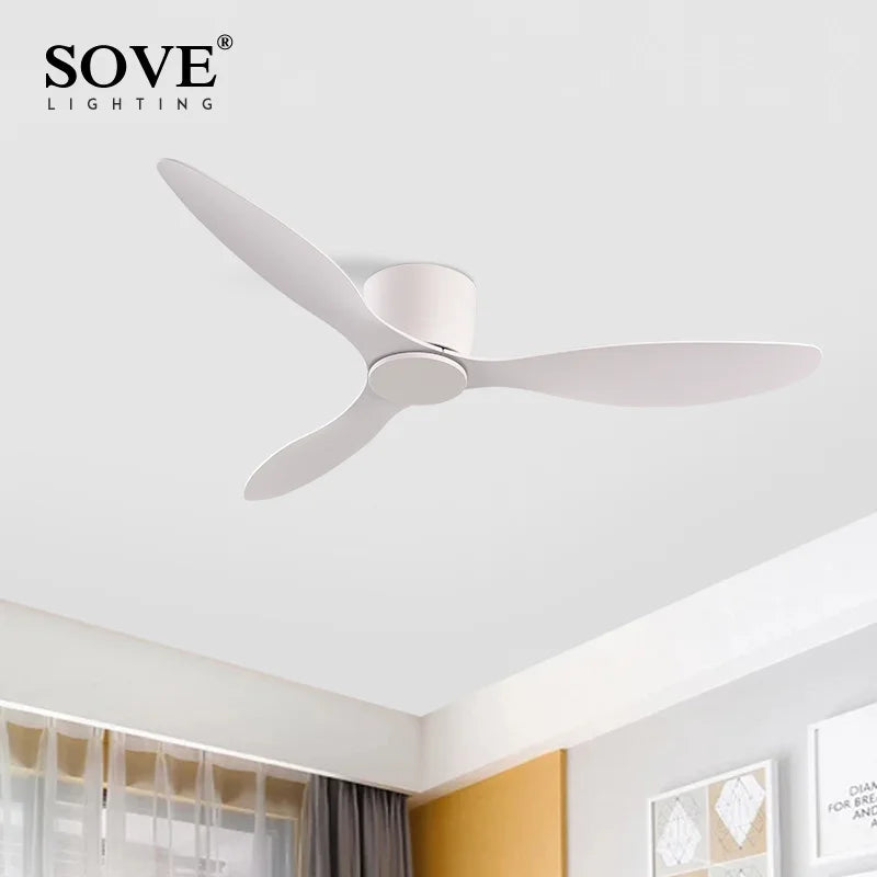 Afralia™ Modern DC Motor Ceiling Fan 6 Speeds Remote Control Decorative Fan With Light