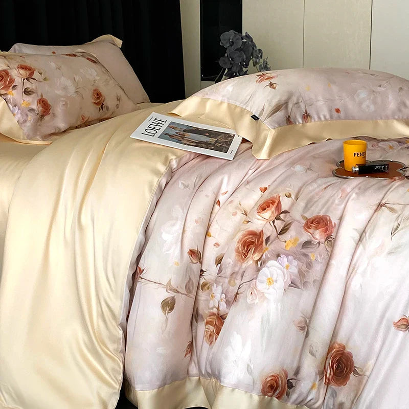 Afralia™ Eucalyptus Fiber Flowers Print Bedding Set - Soft Silky Cool Feel