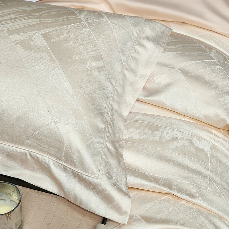 Afralia™ High Quality Brocade Jacquard Cotton Luxury Bedding Set: 1 Duvet, 1 Sheet, 2 Pillowcases