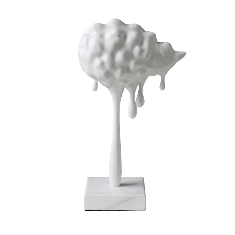 Afralia™ Silver Cloud Rain Resin Sculpture Home Decor Figurine