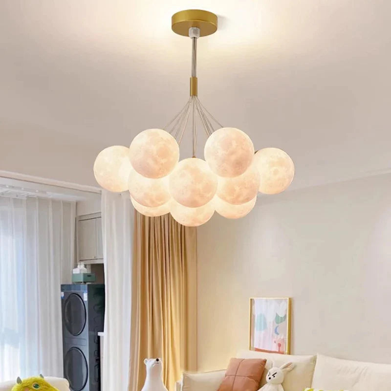 Afralia™ Moon Sconces Bubble Pendant Modern Chandelier Lights with Remote Control