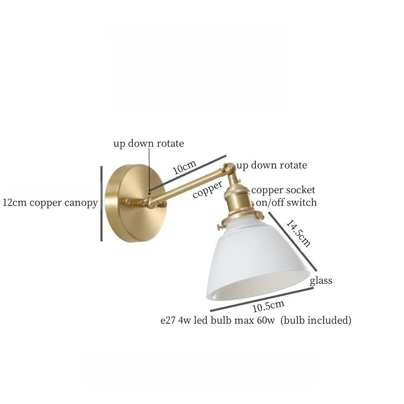 Afralia™ Green Glass LED Wall Sconce, Pull Chain Switch, for Bedside, Bathroom, Living Room