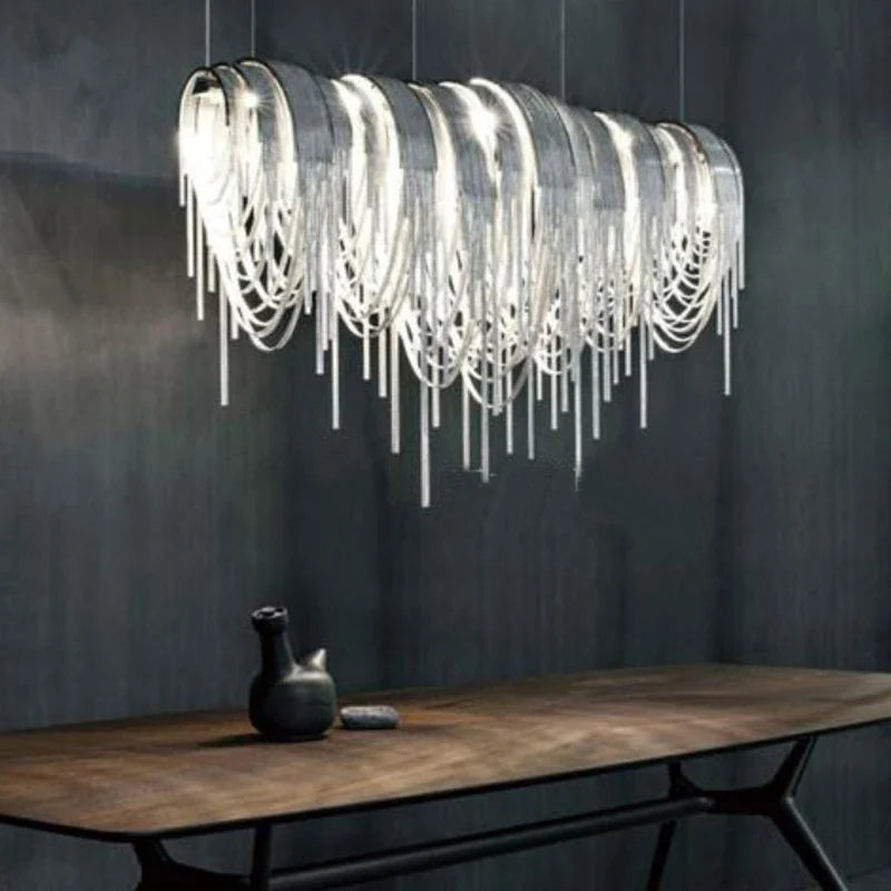 Afralia™ Aluminum LED Chandelier for Modern Interior Decor, Living Room, Dining Room, Kitchen Island, Bedside Wall Lamp