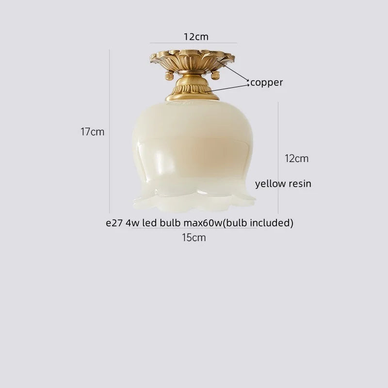 Afralia™ Glass LED Ceiling Lamp Copper Walnut Modern Living Room Lighting Fixtures
