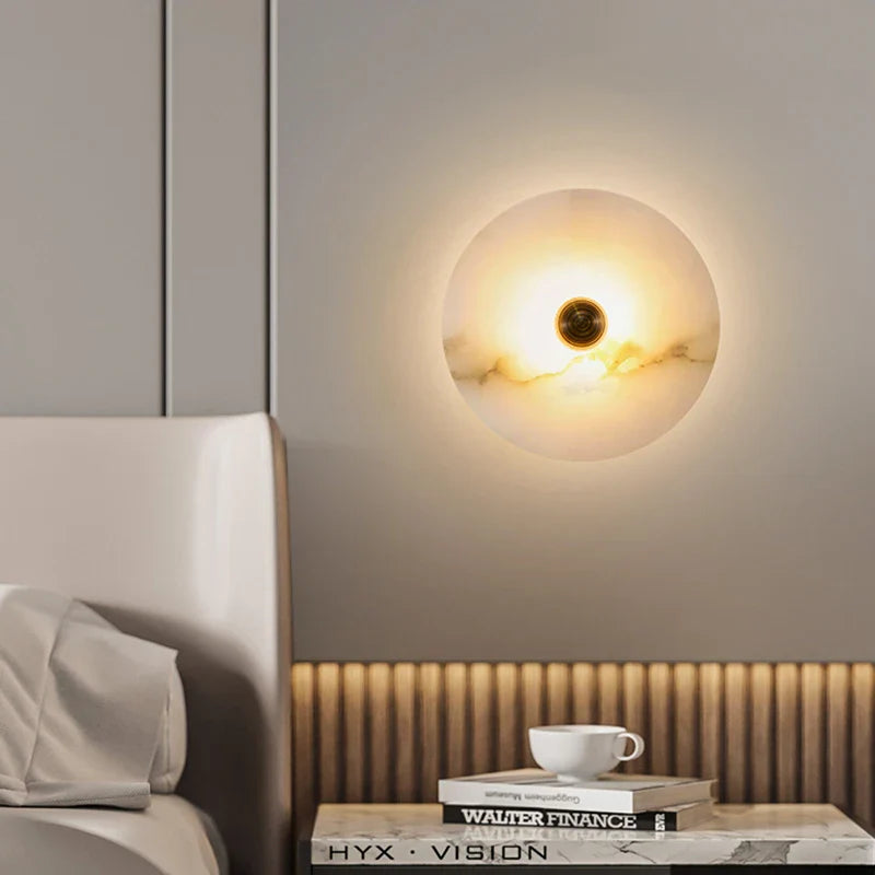 Afralia™ White Marble LED Wall Sconce Nordic Modern Simple Home Decor Mirror Light