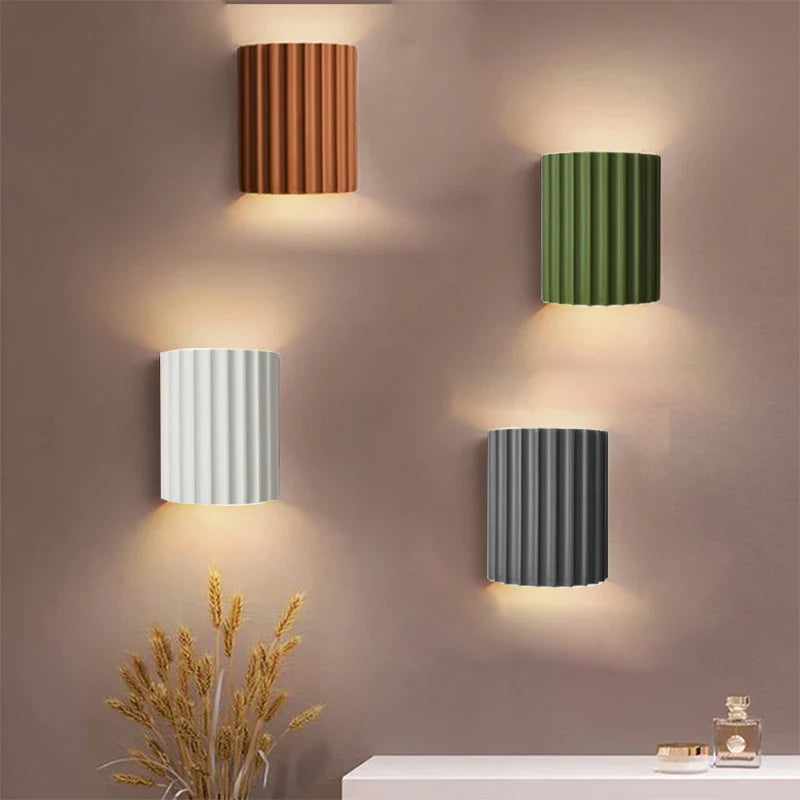 Afralia™ Nordic Macaron Stripe LED Wall Lamp for Stylish Home Illumination