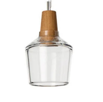 Afralia™ Glass Lampshade Pendant Light, Wooden Hanging Suspension, Retro American Design