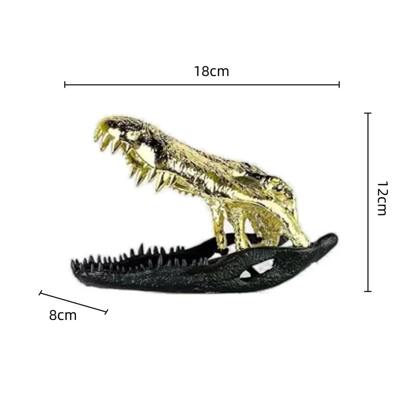 Afralia™ Golden Dinosaur Bone Crocodile Skull Decor for Stylish Home Decor