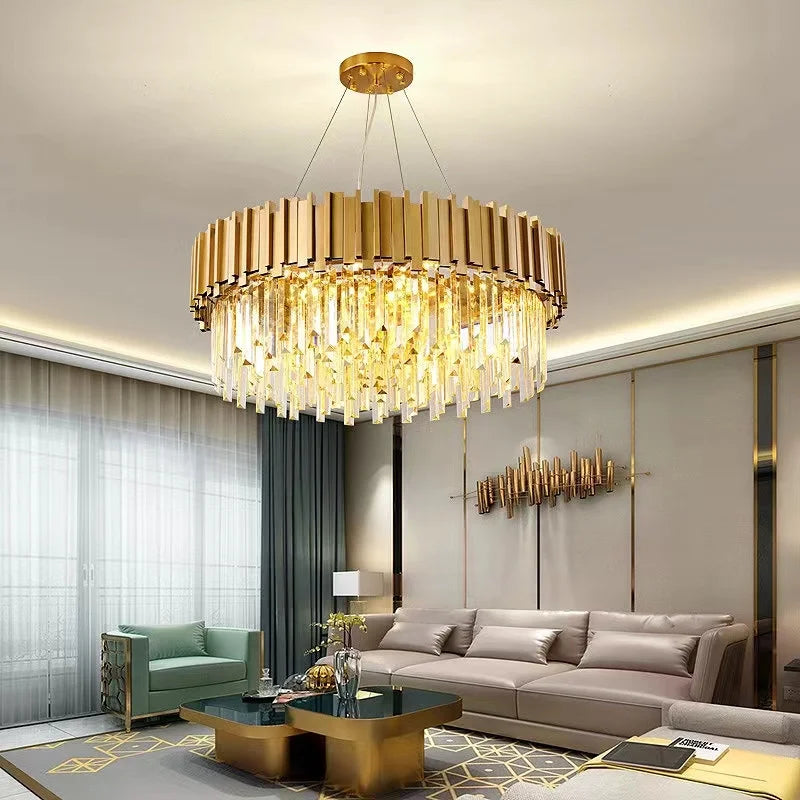 Afralia™ Crystal LED Chandelier: Adjustable Metal Hanging Lamp for Living Room, Dining, Bedroom