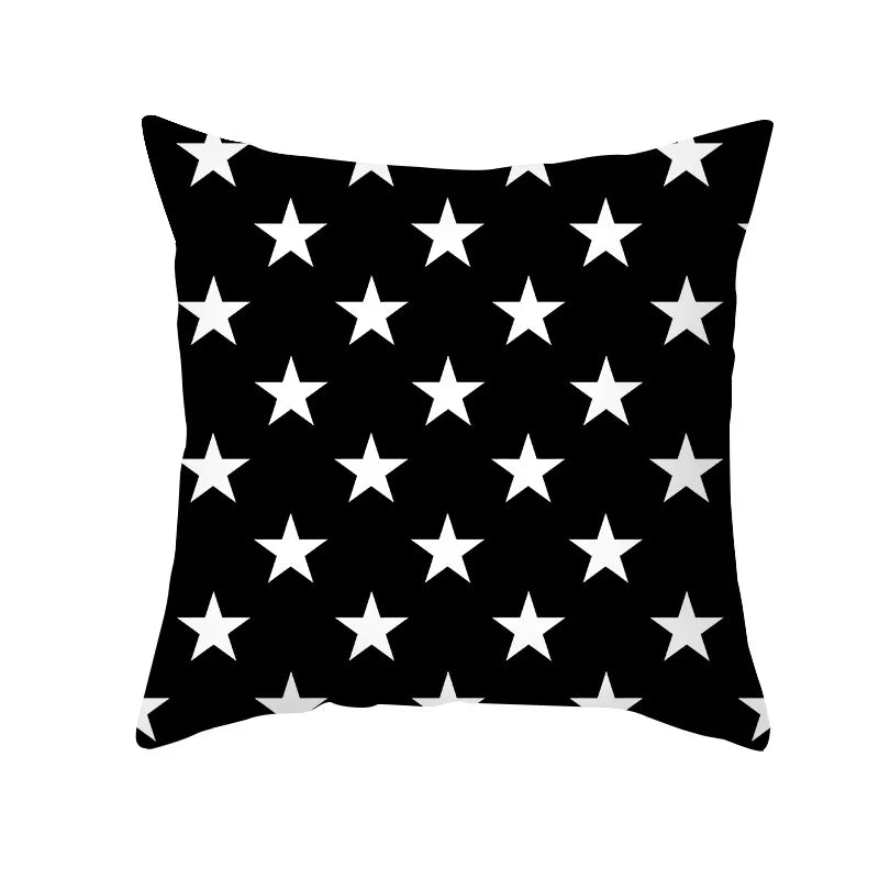 Afralia™ Black Geometry Letters Print Cushion Cover for Home Decor & Office