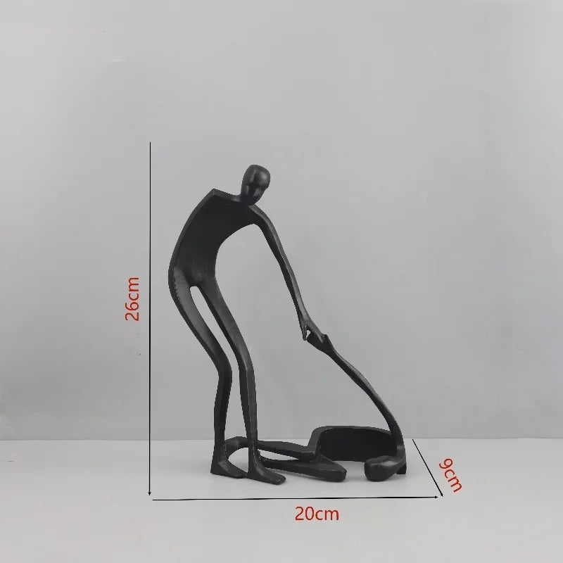 Afralia™ Geometric Couple Cast Iron Figure Sculpture for Home Decor
