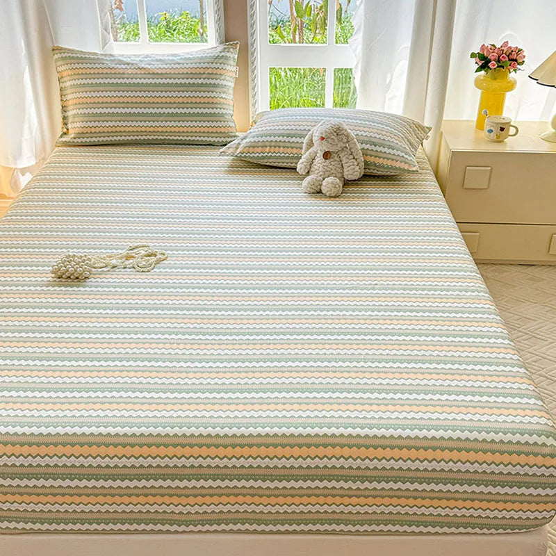 Afralia™ Queen Double Fitted Bed Sheet Coarse Cloth Mattress Cover - High-Quality Print