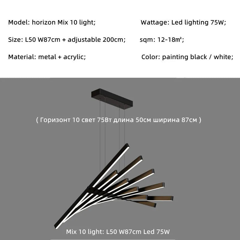 Afralia™ Modern Luxury LED Chandelier Adjustable Pendant Light Black/White Metal