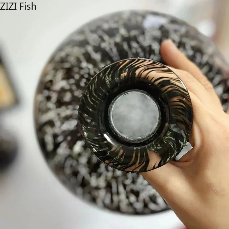 Afralia™ Leopard Texture Glass Vase: Modern Floral Vase for Chic Room Decor