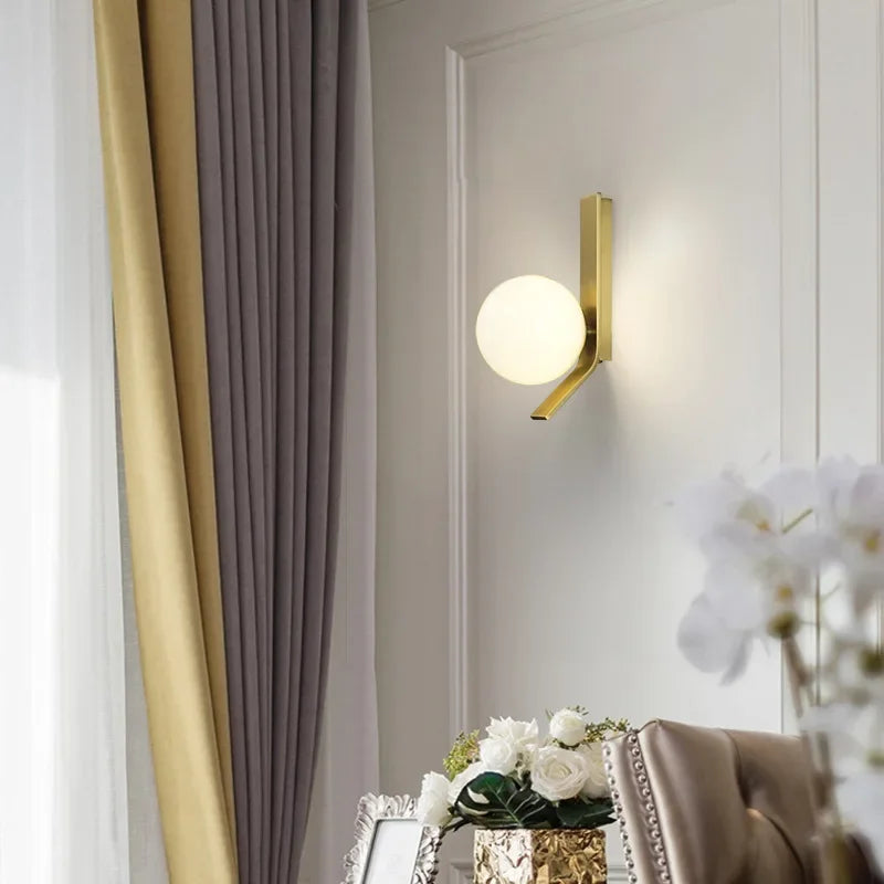 Afralia™ Glass Ball LED Wall Sconce, Elegant Indoors Lighting for Bedroom & Living Room