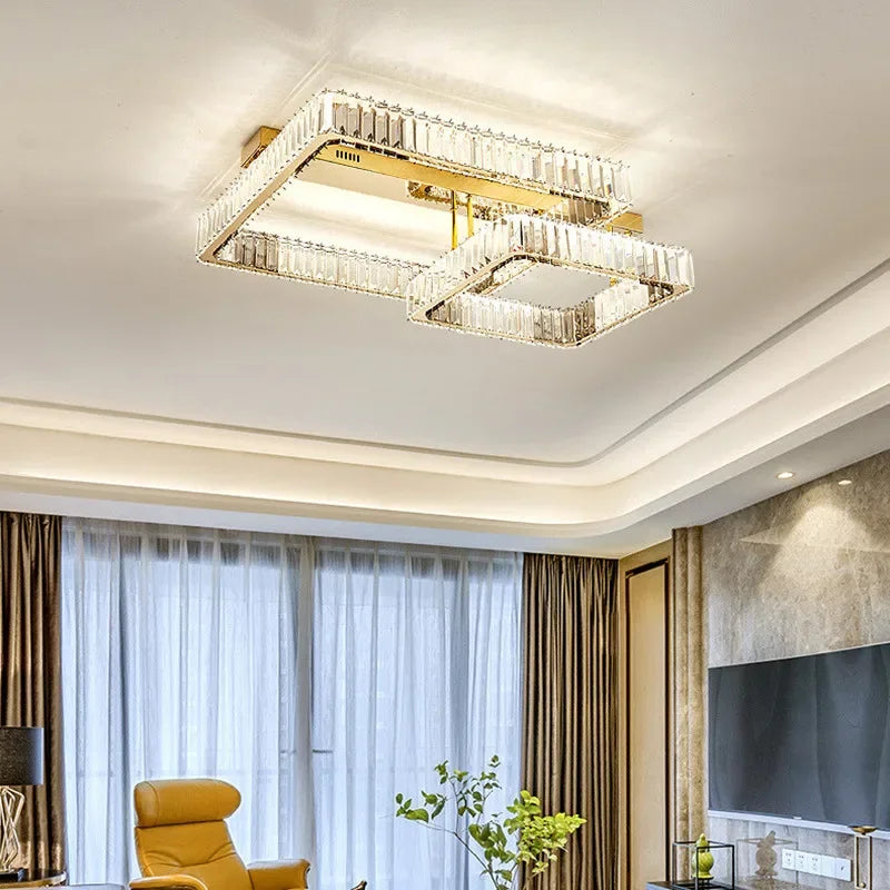 Afralia™ Crystal Luxury Ceiling Light for Living Room Bedroom Restaurant - Dimmable & Modern