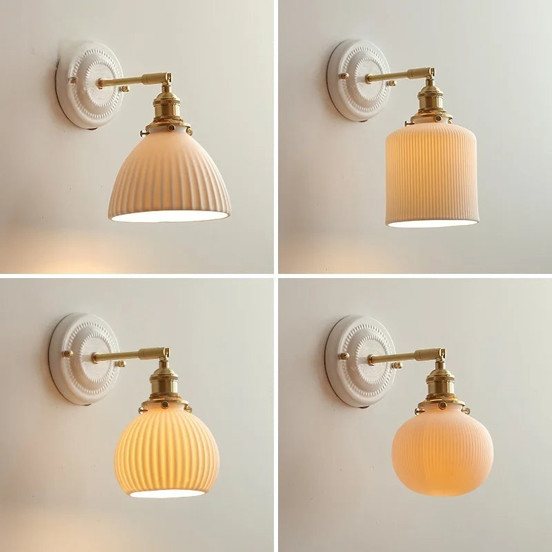 Afralia™ Striped Ceramic LED Wall Sconce: Modern Nordic Interior Light