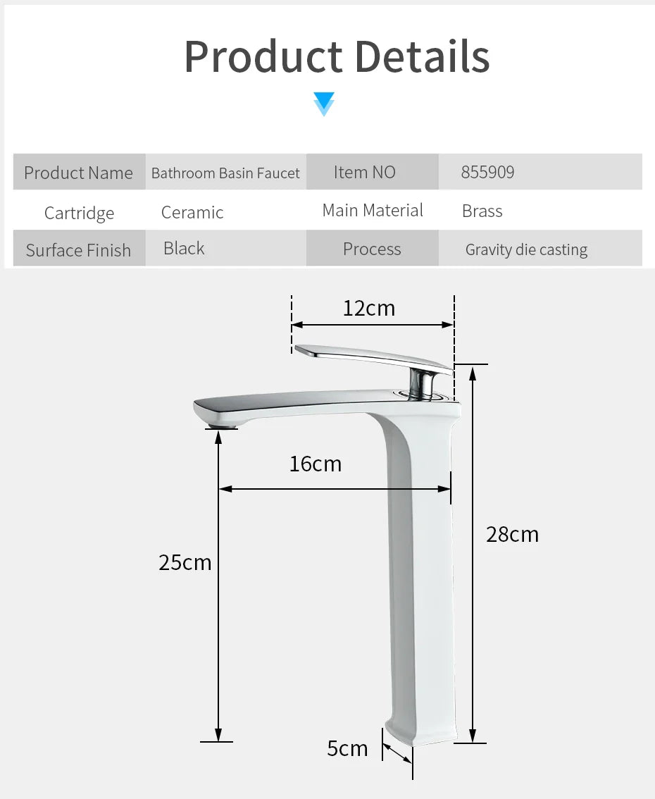 Afralia™ White Basin Faucet with Hot and Cold Mixer Tap for Bathroom