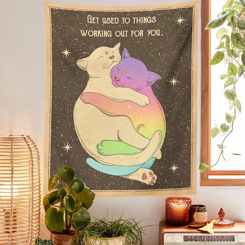 Afralia™ Cat Tapestry Tarot Wall Hanging for Living Room Bedroom Kids Room Decor