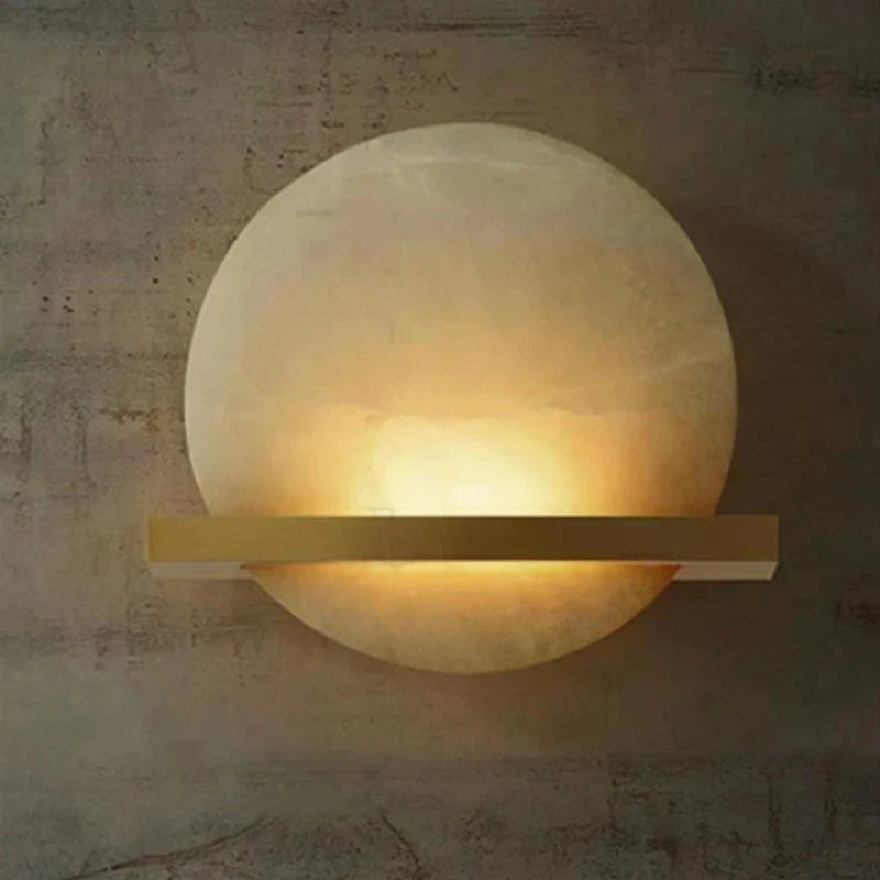 Marble Wall Lights Copper Finish E14 Bulb Sconce for Bedside Aisle, Afralia™ Brand