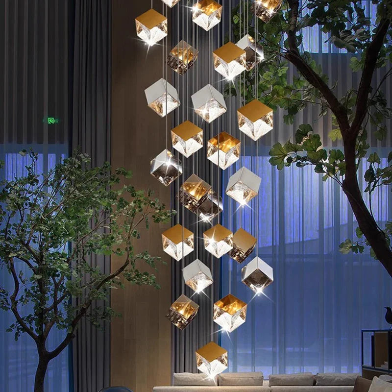 Afralia™ Modern Stair Chandelier Pendant Lights - LED Ceiling Lamp for Living Room